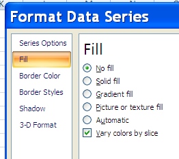 Excel chart removing the fill color