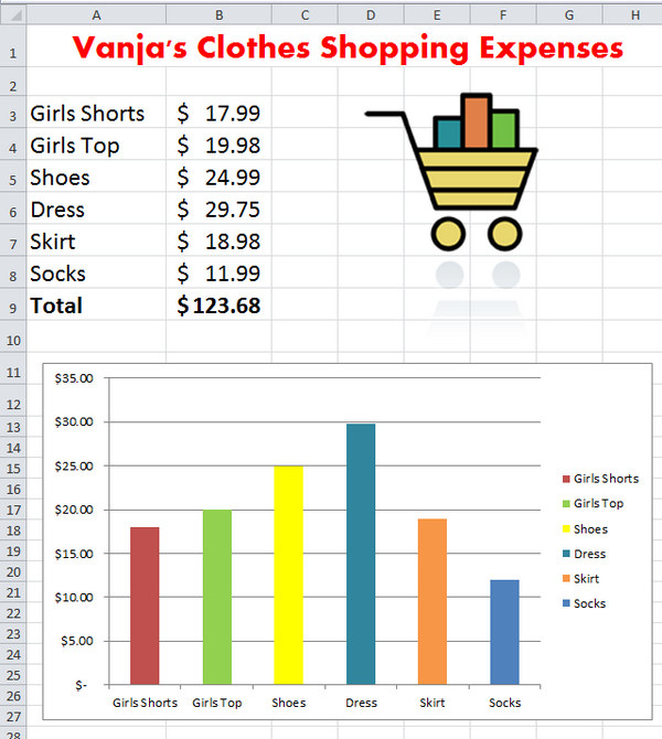 Excel Expense Budget with Chart Lesson