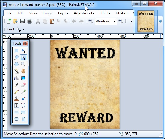 open the wanted poster
