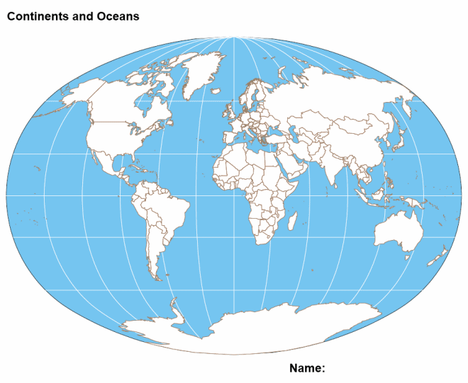 Label the Continents and Oceans