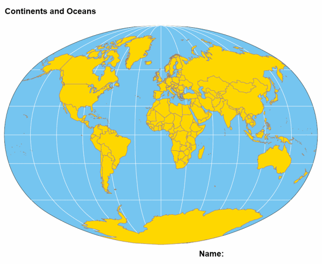 Label the Continents and Oceans