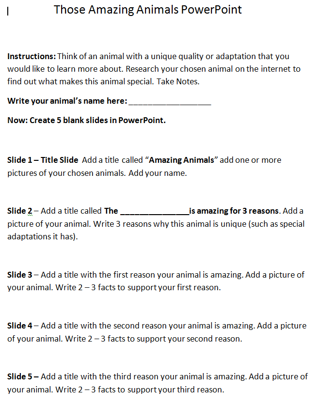 Those amazing animals - handout