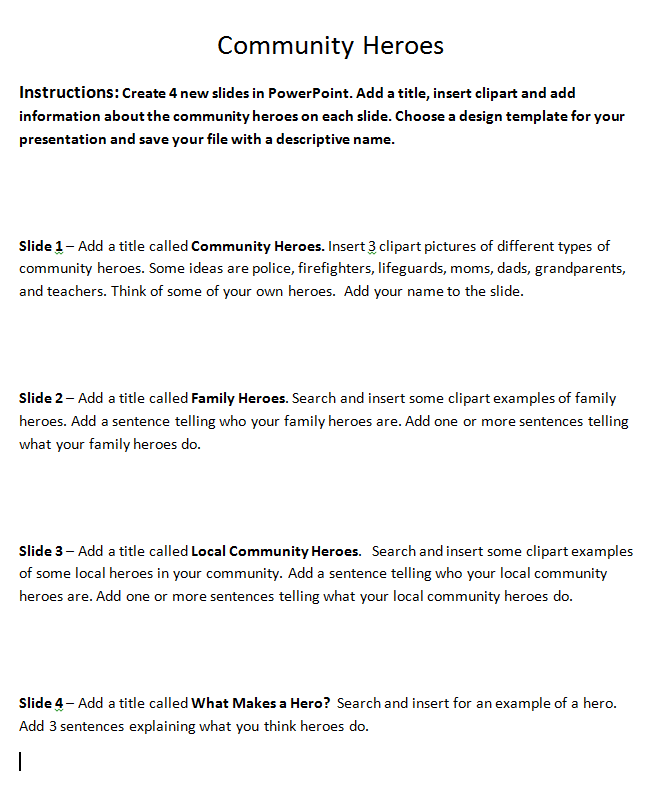 Community Heroes Handout