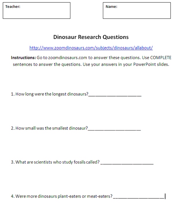 PowerPoint for 2nd graders. Dinosaur Research