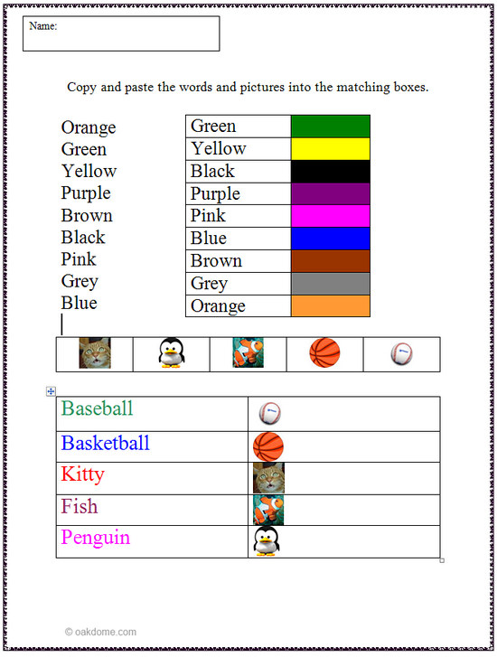 Copy and Paste Activity for Elementary Students.