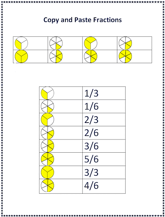 Copy and Paste - Fractions Worksheet