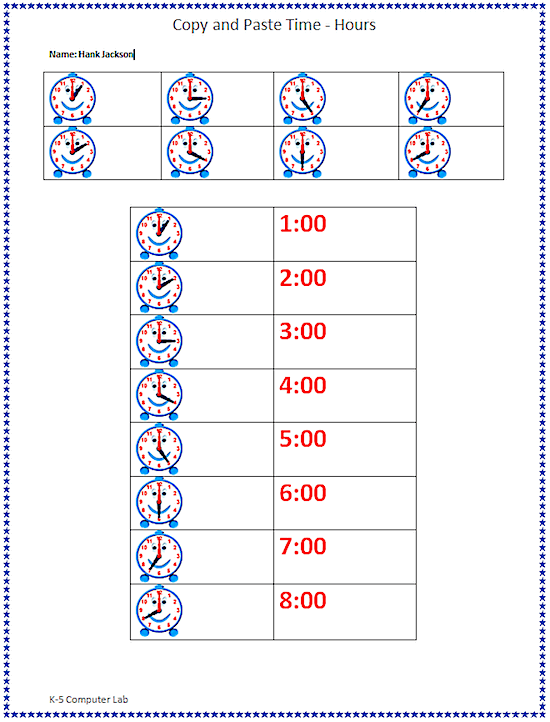 Copy and Paste Time Hours