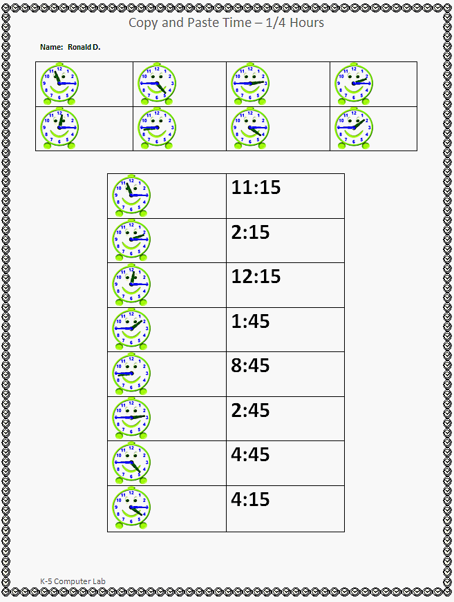 Copy and Paste Time - 15 Minutes Finished Example