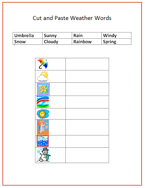 Cut and Paste Weather Words