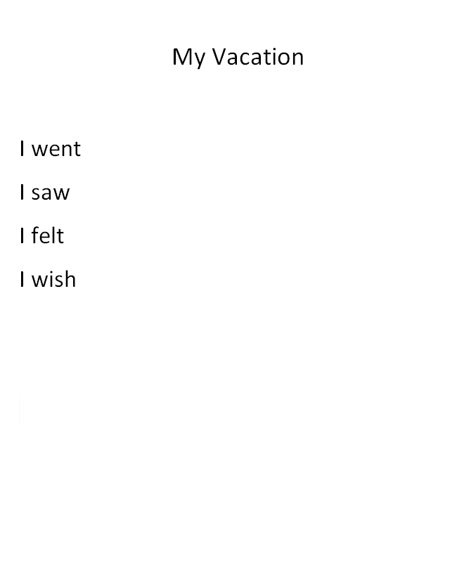 Expository Informational Writing - My Vacation - Template