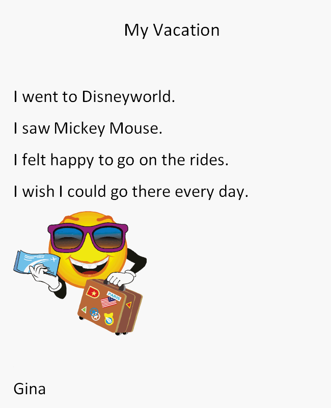 Expository Informational Writing - My Vacation