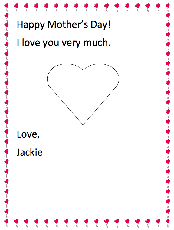 Happy Mother's Day Letter Kinder - 1st Grade