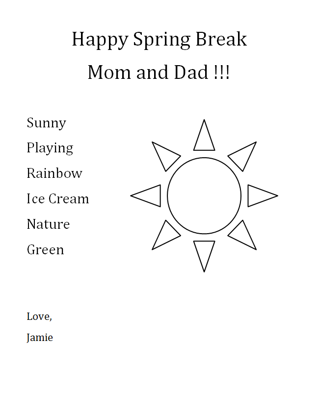 simple spring break acrostic