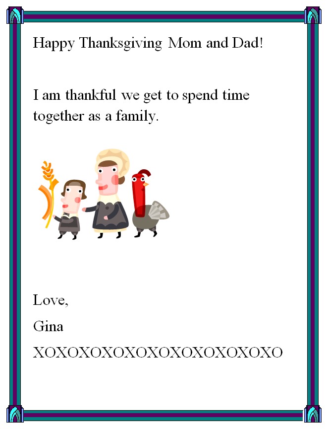 Happy Thanksgiving Letter