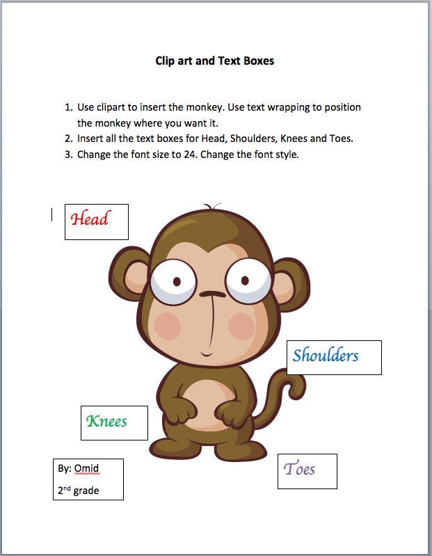 Clipart and Textboxes Practice.
