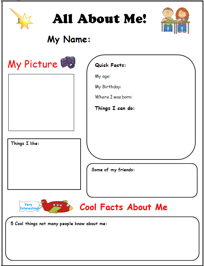 All About Me with Student Picture