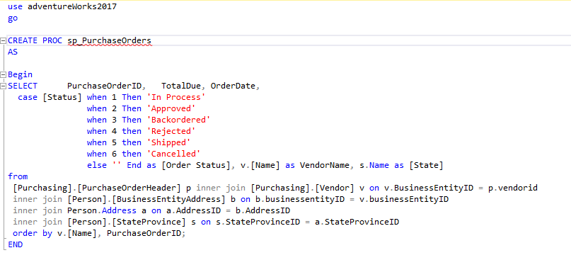 SQL Stored Proc for Excel Details