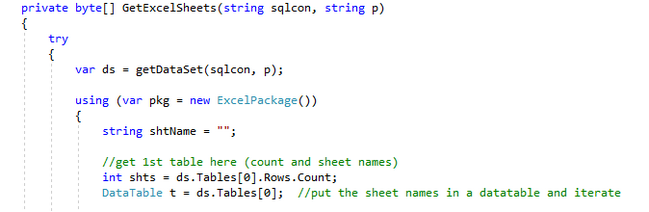 Additional function for EPPlus to iterate through worksheets in Repository Class