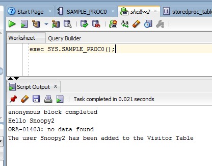 Proc output without Exception for No_Data_Found