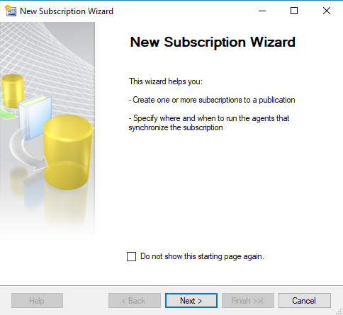 New Subscription Wizard - Snapshot Replication