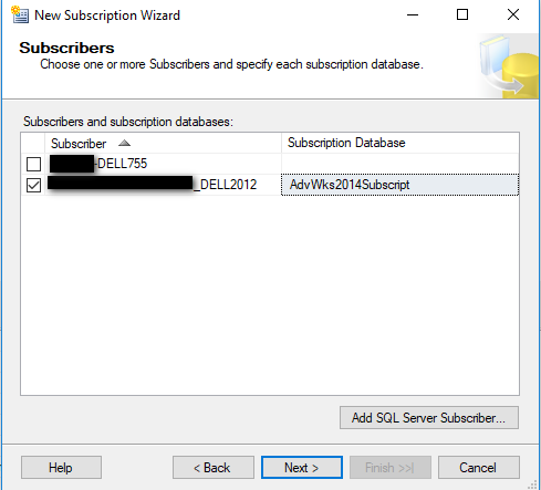 Subscriber Selection - Snapshot Replication