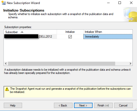 Subscription Initialization - Snapshot Replication