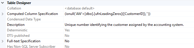 User Defined Function in Computed Column Specification