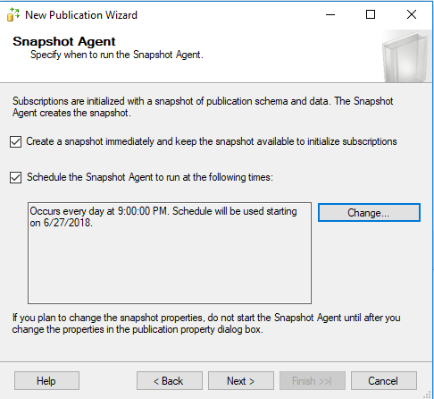 Snapshot Agent Schedule
