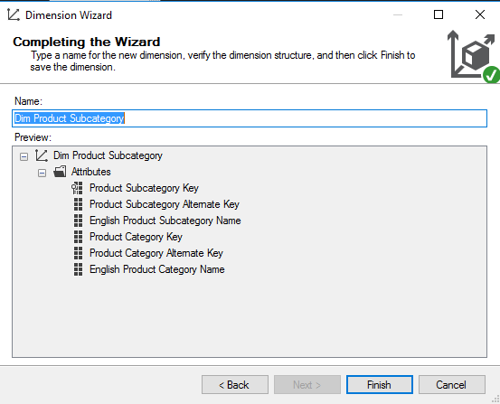 Completing SSAS Dimension Manual Addition