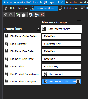 SSAS Dimension Usage Cube Updates