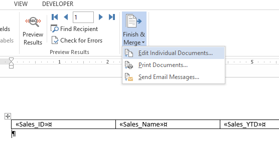 Editing Directory Merged Word Document