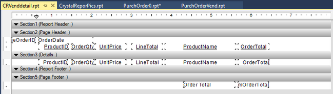Subreport for Purchase Order Details