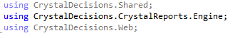 Crystal Reports references in ASPX code