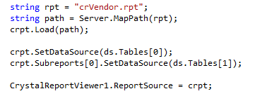 Mapping DataSet Tables to the Main Report and Subreports