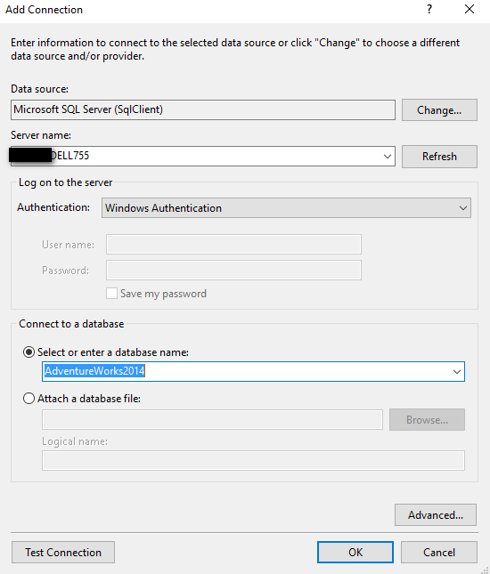SQL DataSet Connection