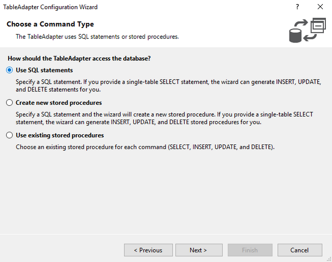 TableAdapter Configuration Wizard