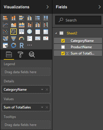 Pie Chart Visualization Fields